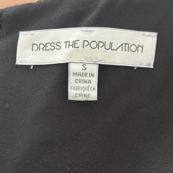 DRESS THE POPULATION Joan Sequin Matte Peplum Dress in Black SZ S - Picture 10 of 13